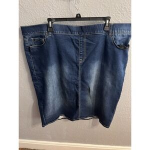 Woman Est‎ 1946 Blue Jean Denim Skirt Size 24W Elastic Waist